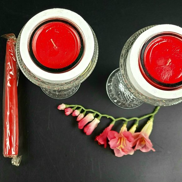 Vintage - New Avon "Heart & Diamond" Convertible Candlestick - Set of 2 - Picture 4 of 11